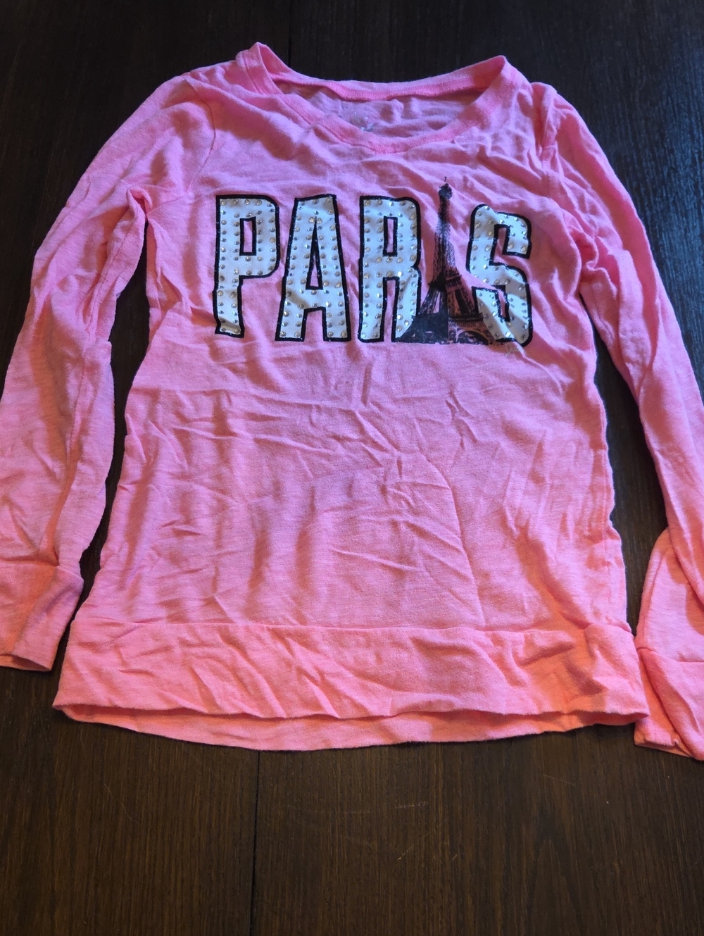 Justice Pink Long Sleeve 'PARIS' Graphic Tee
